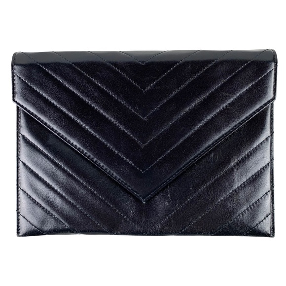 Yves Saint Laurent Handbags - YSL Vintage Leather Quilted Clutch Bag